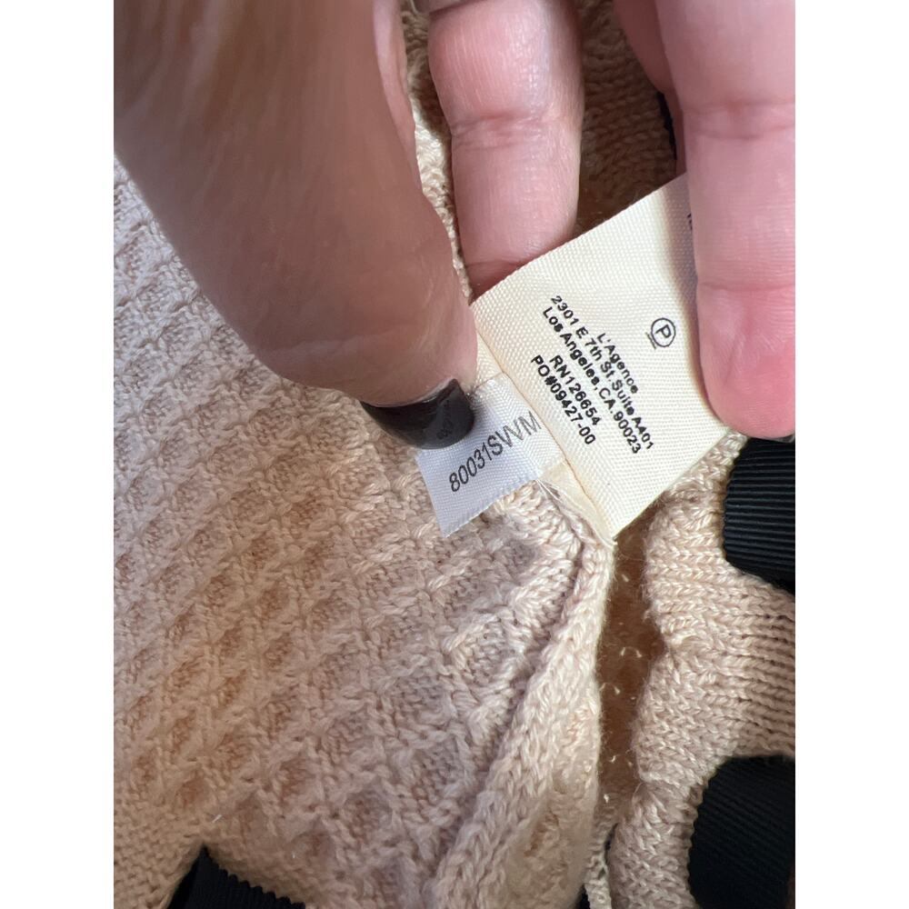 NWT L'Agence Strong Shoulder Decorative Knit Pockets Open Cardigan Cream XS - Picture 5 of 8
